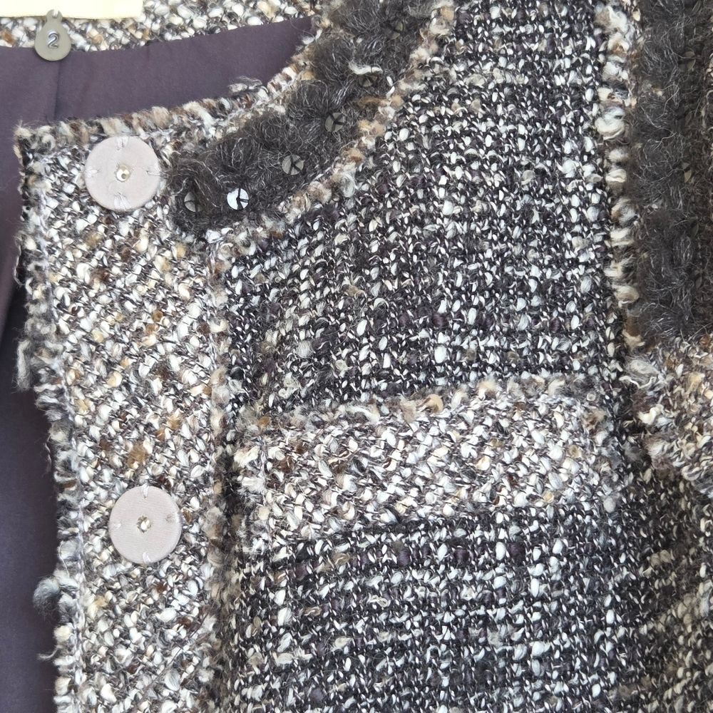 Rebecca Taylor Gray Boucle Tweed Blazer Jacket - Picture 10 of 16